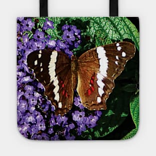 Butterflies - Black Butterfly on Heliotrope Tote