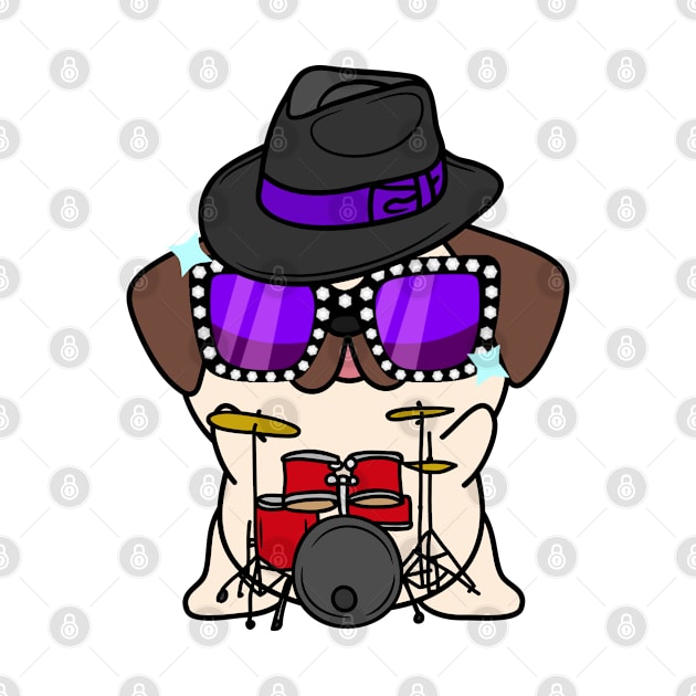 Cute Pug jamming on the drums by Pet Station