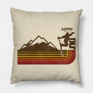 Retro Aspen 70s/80s Style Skiing Stripe Pillow