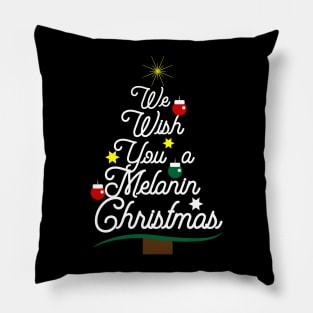 We Wish You a Melanin Christmas Tree Pillow