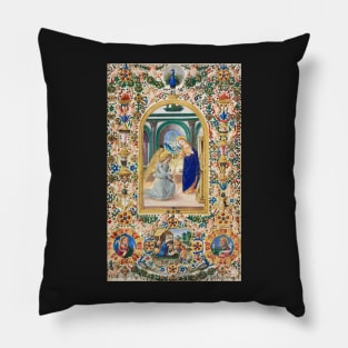 Virgin Mary Annunciation and Nativity Christmas Scene Pillow