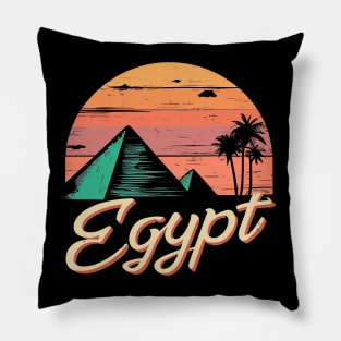 Retro sunset Egypt Pyramids - Vintage Travel Souvenir Pillow