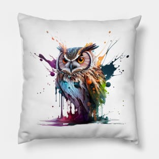 Owl Splash Art: Enchanting Fantasy Illustration #1 Pillow