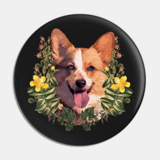 Corgi And Plants Pin