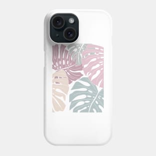 Abstract Pastel Colors Monstera Leaves Phone Case