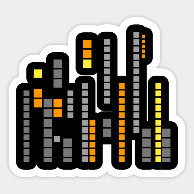 Geometric Pixel pattern orange gray - Games - Sticker