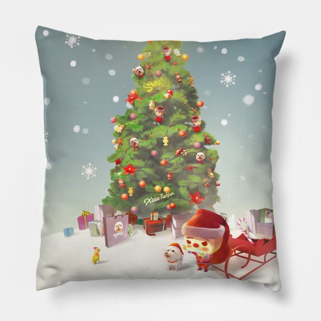 Santa Claus with Christmas Tree Pillow by zkozkohi