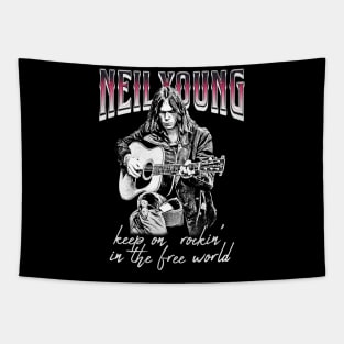 Neil Young Rockin Classic Guitar Tapestry