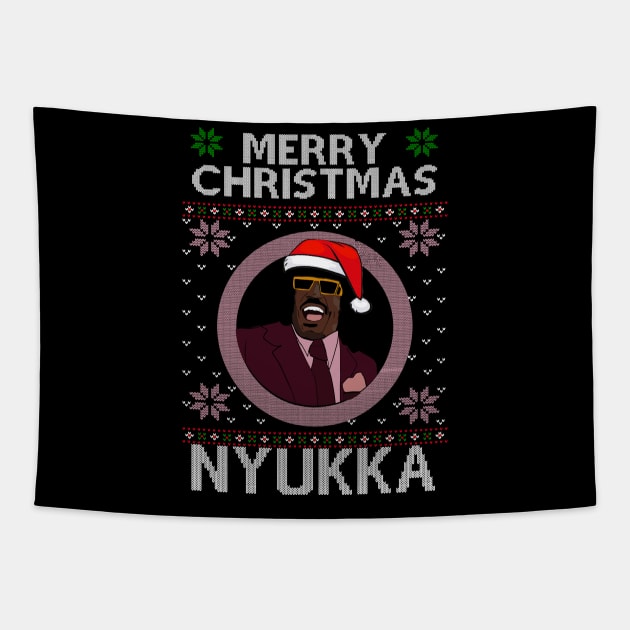 Ugly Christmas Sweater Pinky From Friday Merry Christmas Nyukka Santa hat Tapestry by TrikoNovelty