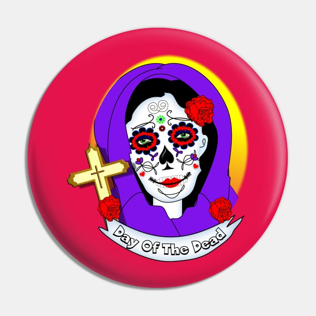 Day Of The Dead Mexican Sugar Skull Mask Face Pin by Flissitations