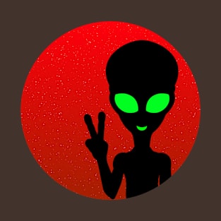 Colourful, Cute Design of an Alien Giving a Peace Sign T-Shirt