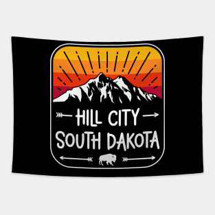 Hill City South Dakota Vintage Mountain Sunset Tapestry