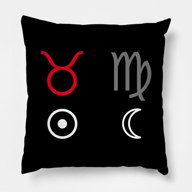 Taurus Sun Virgo Moon Zodiac Sign Pillow by Horosclothes