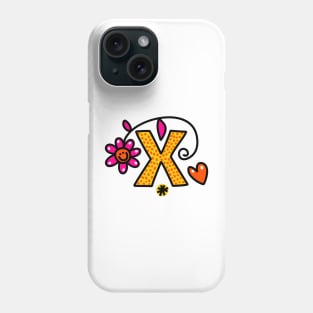 Letter X abc monogram hand drawn colorful alphabet Phone Case