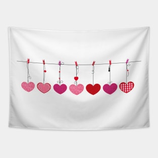 Hanging shining hearts Tapestry