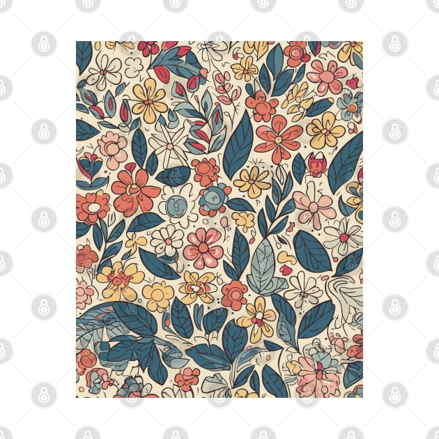 Floral Pattern Colorful Cartoon: Cartoon Garden Wonderland by FLRW