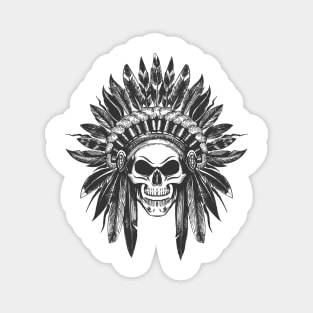 Native American Indian skull in War Headdress Magnet