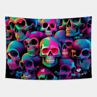 Neon Skull Head Art design #2 Tapestry