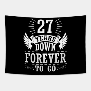 27 Years Down Forever To Go Happy Wedding Marry Anniversary Memory Since 1993 Tapestry