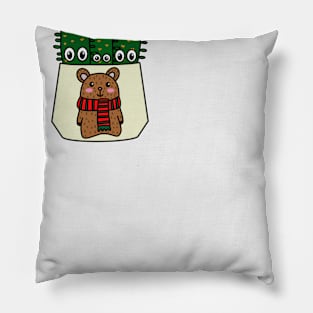 Cute Cactus Design #284: Eves Pin Cacti In Christmas Bear Pot Pillow