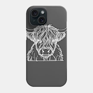 Highland Cow - White Sketch Phone Case