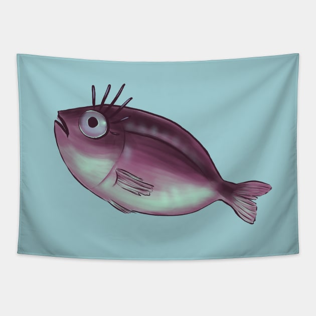 Funny Fish With Fancy Eyelashes Tapestry by Boriana Giormova