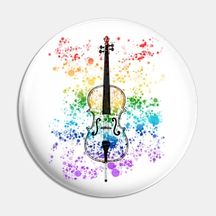 Cello Rainbow Colours Cellist String Player Orchestra Musician Pin