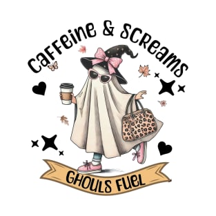 Ghost Caffeine Screams Ghouls Fuel Happy Halloween Women T-Shirt