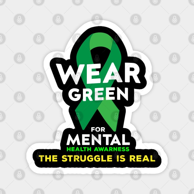 Wear Green For Mental Health Awareness Month Green Ribbon Magnet by NASSER43DZ