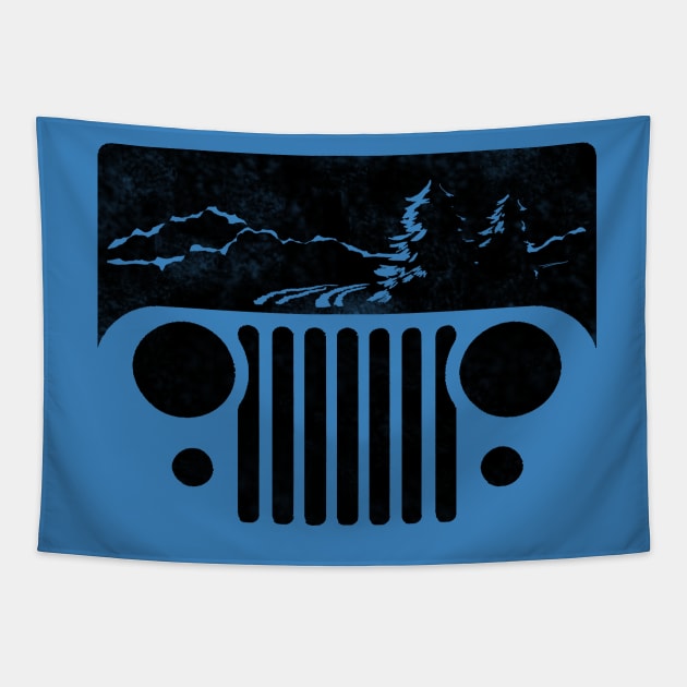 Adventuring CJ Jeep Tapestry by FalconArt