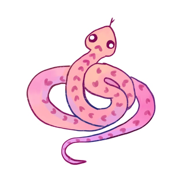 Cute watercolor snake with hearts by Mayarart