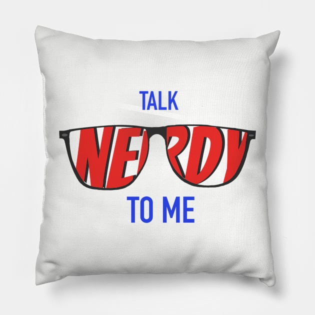 Talk Nerdy To Me - Red/Blue Glasses Pillow by The Nerd Couple