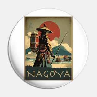 Nagoya Samurai Vintage Travel Art Poster Pin