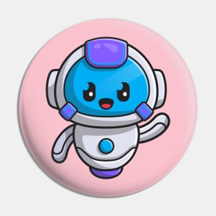 Cute Robot Cartoon Illustration Pin