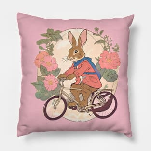 Cycling Friend Loves to Cycle in the Flower Field Rabbit Love Pillow