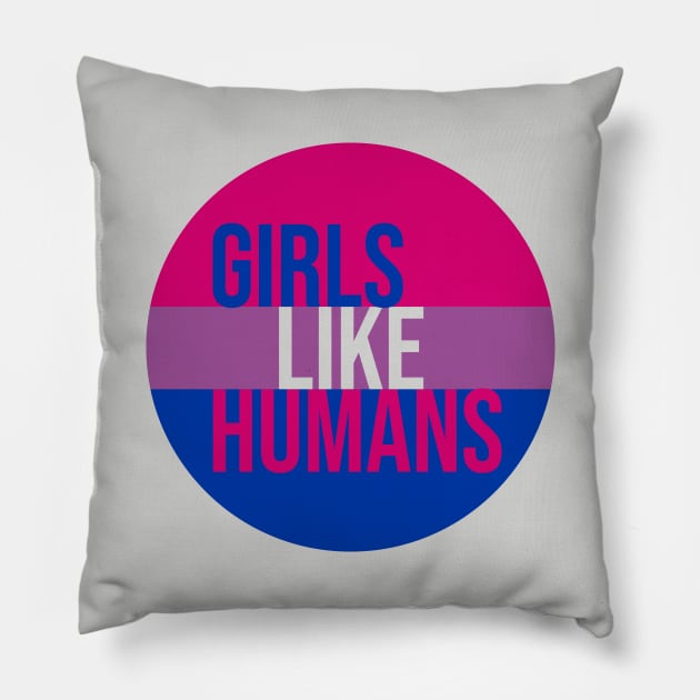 Girls Like Humans - Bisexual Pride Flag Pillow by ursoleite