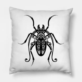 Print with Ornate Exotic Beetle Pillow