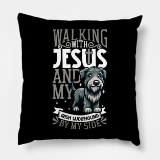 Jesus and dog - Irish Wolfhound Pillow