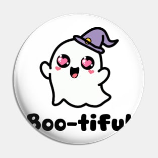 Boo-tiful | cute ghost with heart shaped eyes Pin