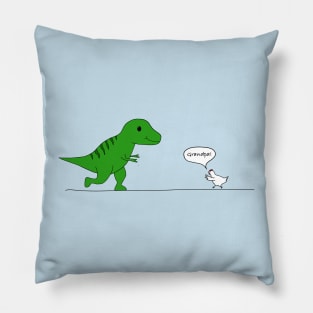 Dinosaur Grandpa (chicken evolution) Pillow