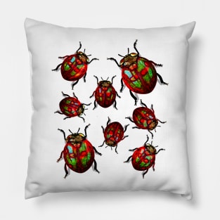 Red And Green Ladybug Beetle Pillow