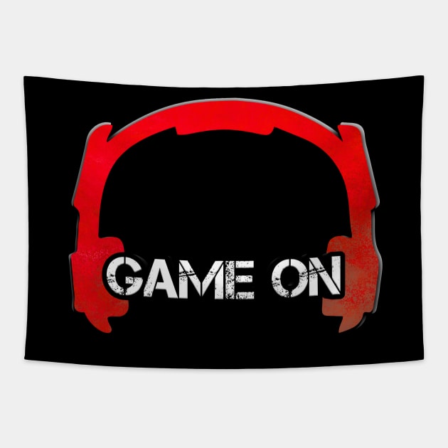 Game Headphones Christmas Red Tapestry by MaystarUniverse