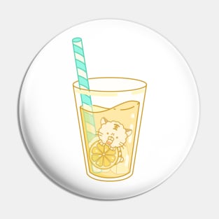 Cute cat character in cool lemonade Pin