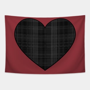 Black Plaid Heart Tapestry