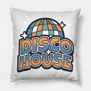 DISCO HOUSE  - Y2K  Disco Ball (Orange/slate blue) Pillow