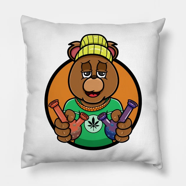 Bong Bear Head Cartoon Mascot Pillow by tedykurniawan12