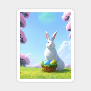 White Bunny-Easter Bunny Magnet