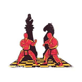 Martial Artist/ Chess Pieces Two Martial Artists/ and a and a Knight Chess Pieces Martial Arts T-Shirt