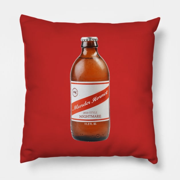 Murder Hornet Red Stripe Pillow by karutees