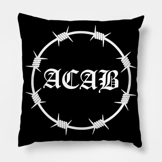 ACAB Barbed wire (white) Pillow by Smurnov